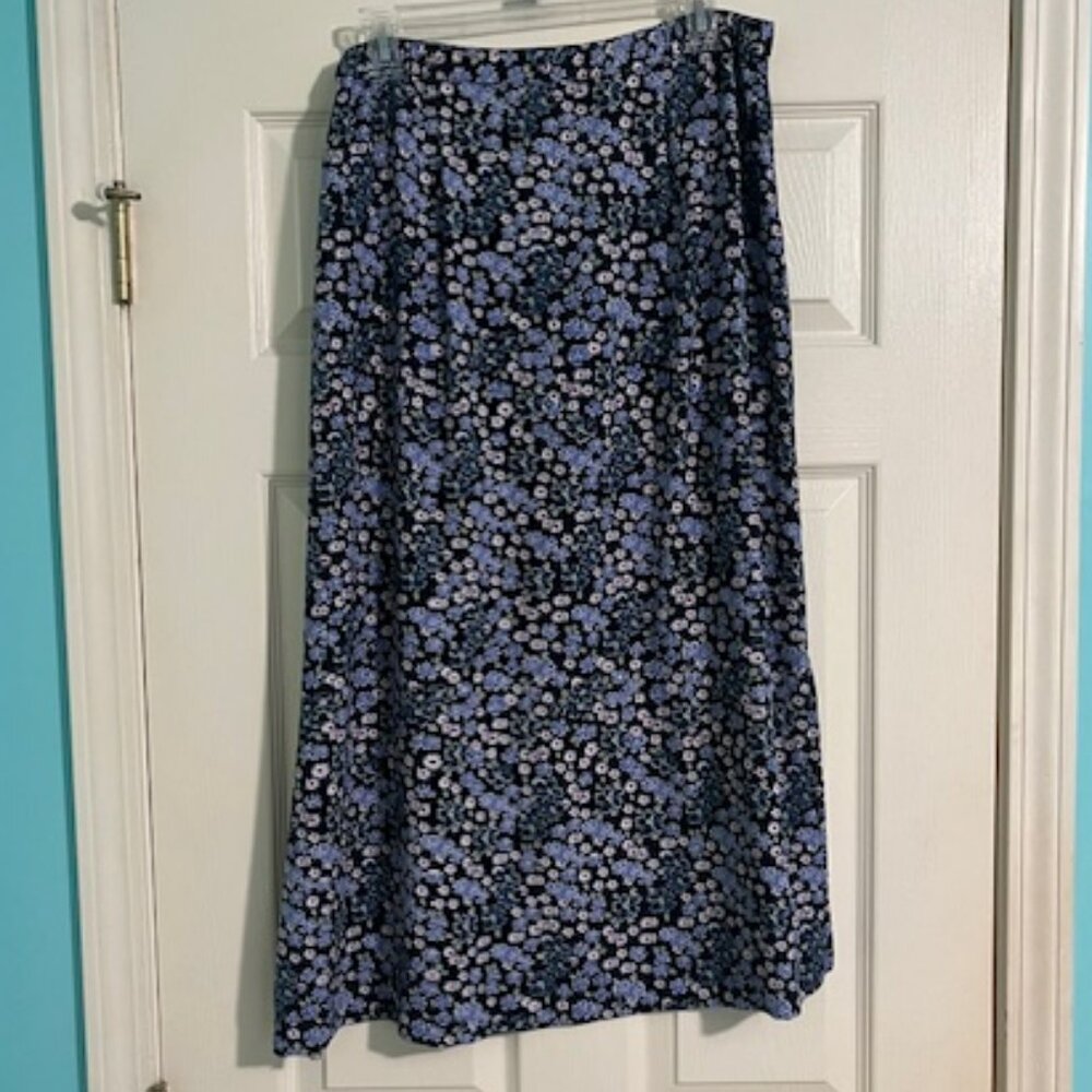 Christopher & Banks Blue Flowered Skirt - Picture 2 of 5